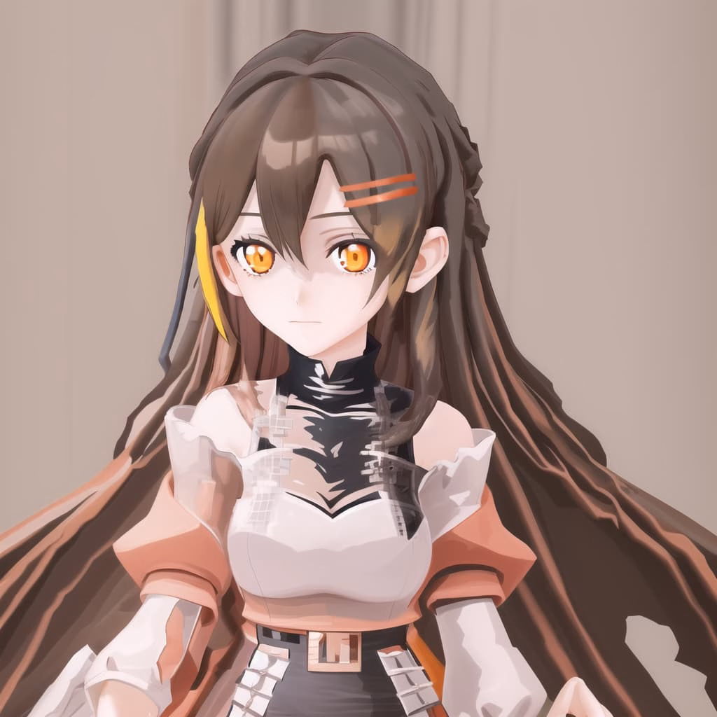 06324-1335591824-_lora_xjtu-000008_0.8_,1girl, orange eyes, hair ornament, multicolored hair,hairclip,brown hair, long hair,  _lora_mmd_1_